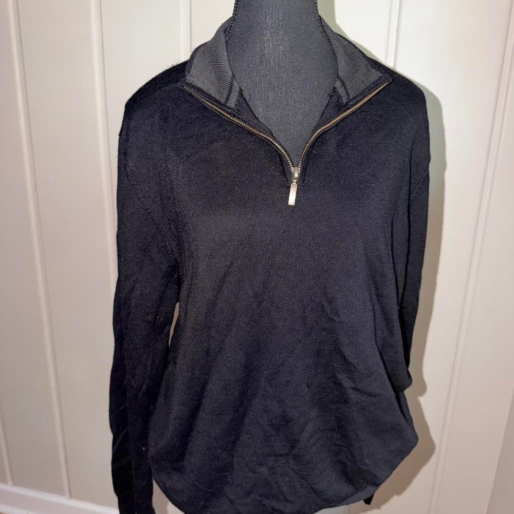Club Room Black 1/4 Zip Pullover Sweater
